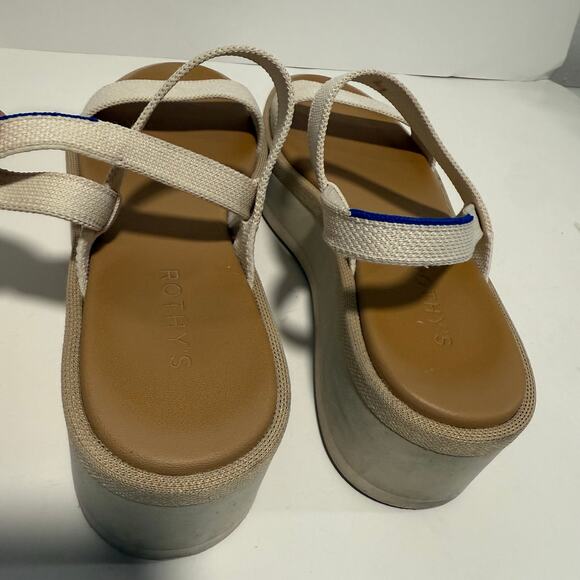 Rothy's Women's Lightweight Wedge Sandal Platform Strappy Stretch Cream 10 - Picture 6 of 7